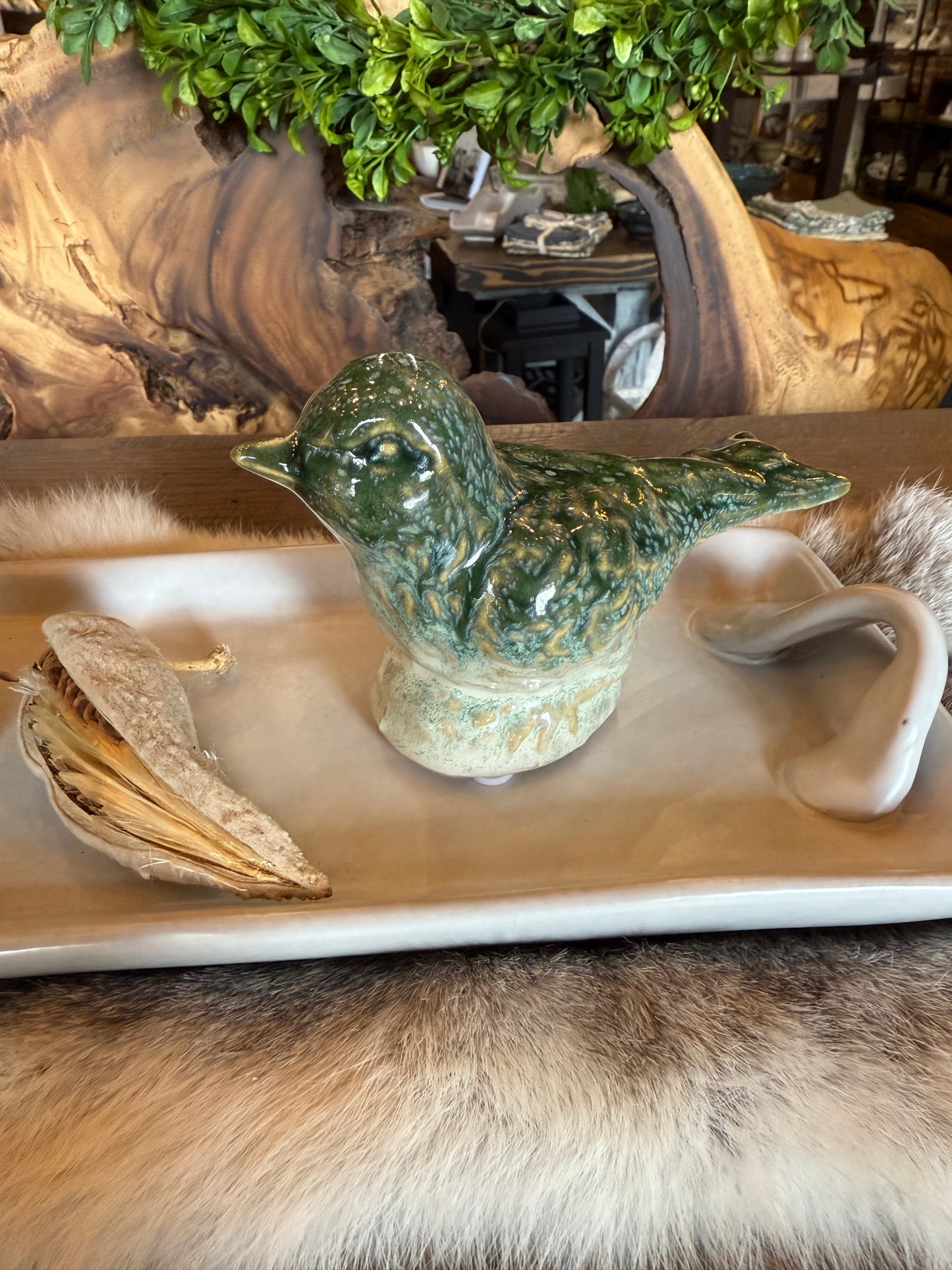 Ceramic Bird Reactive Glazed
