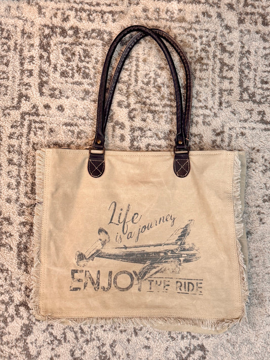 Canvas Life is a Journey Tote Bag
